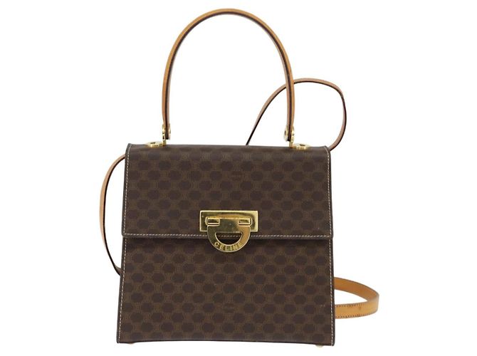 Céline Borsa a mano in tela Macadam CELINE in pelle PVC 2 in 1 marrone oro Auth hk3227 D'oro - vista 2