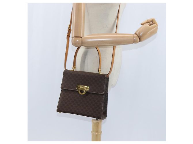 Céline Borsa a mano in tela Macadam CELINE in pelle PVC 2 in 1 marrone oro Auth hk3227 D'oro - vista 24