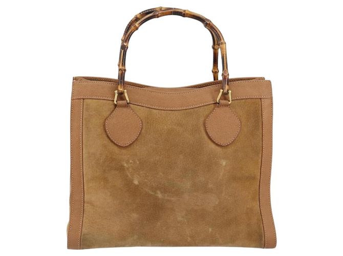 Borsa a Mano GUCCI Bamboo Suede Beige Oro 002 2058 0260 Auth ep11402 D'oro - vista 2