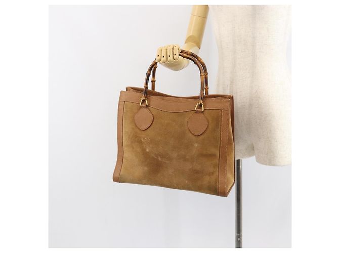 Borsa a Mano GUCCI Bamboo Suede Beige Oro 002 2058 0260 Auth ep11402 D'oro - vista 23