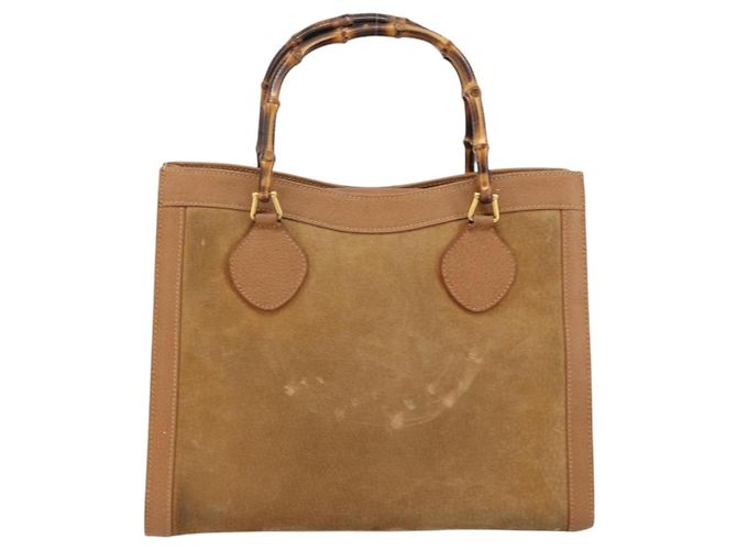 Borsa a Mano GUCCI Bamboo Suede Beige Oro 002 2058 0260 Auth ep11402 D'oro - vista 3