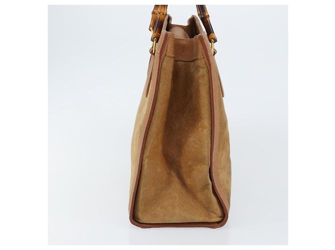 Borsa a Mano GUCCI Bamboo Suede Beige Oro 002 2058 0260 Auth ep11402 D'oro - vista 4