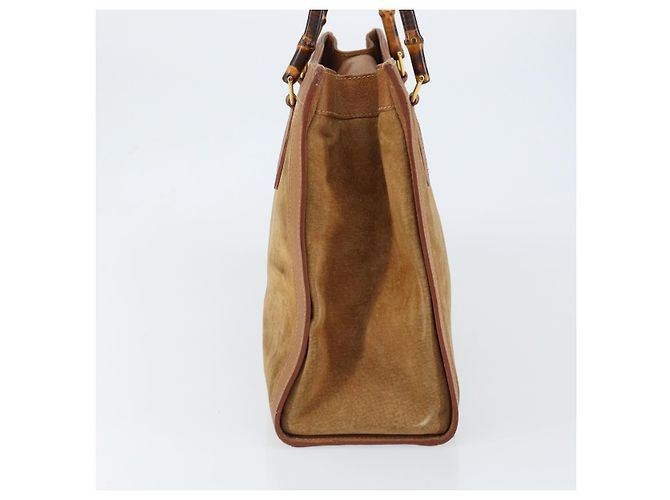 Borsa a Mano GUCCI Bamboo Suede Beige Oro 002 2058 0260 Auth ep11402 D'oro - vista 5