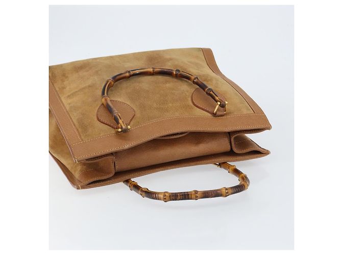 Borsa a Mano GUCCI Bamboo Suede Beige Oro 002 2058 0260 Auth ep11402 D'oro - vista 6