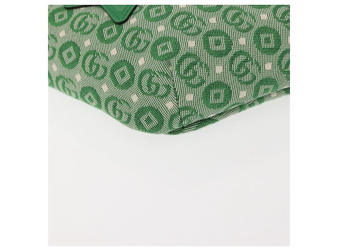 Borsa GUCCI a tracolla in tela e pelle verde argento 502095 Auth BA7469 - vista 11