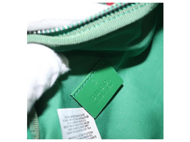 Borsa GUCCI a tracolla in tela e pelle verde argento 502095 Auth BA7469 - vista 16