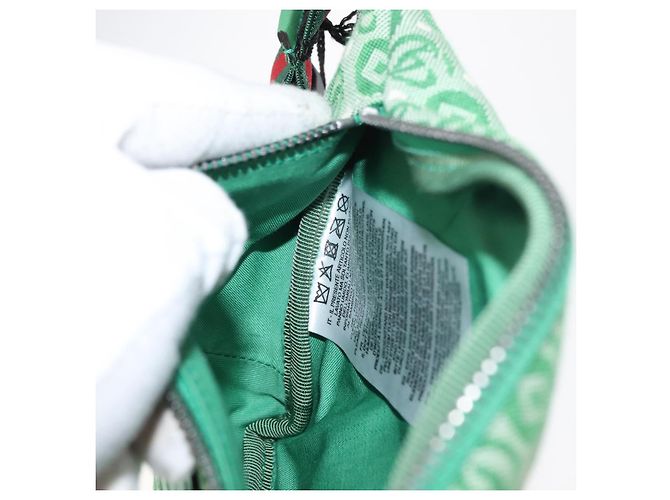Borsa GUCCI a tracolla in tela e pelle verde argento 502095 Auth BA7469 - vista 19