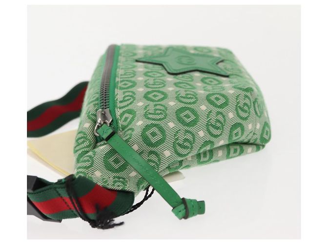 Borsa GUCCI a tracolla in tela e pelle verde argento 502095 Auth BA7469 - vista 5