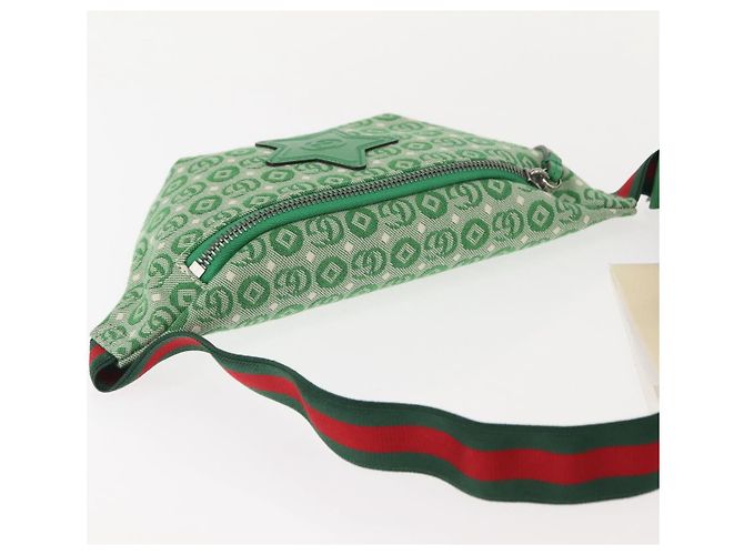 Borsa GUCCI a tracolla in tela e pelle verde argento 502095 Auth BA7469 - vista 6