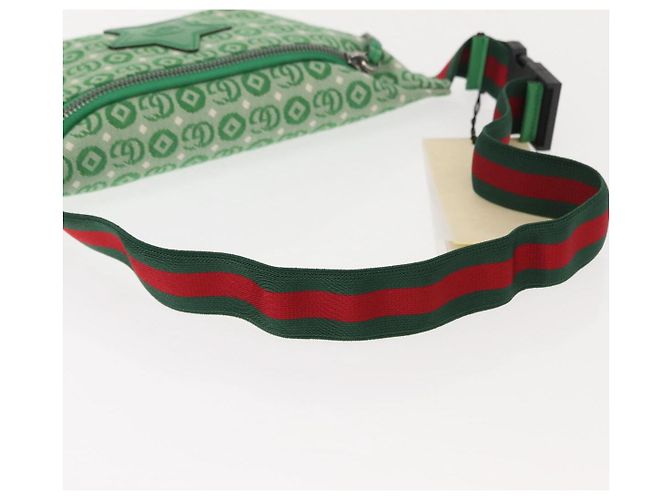 Borsa GUCCI a tracolla in tela e pelle verde argento 502095 Auth BA7469 - vista 7