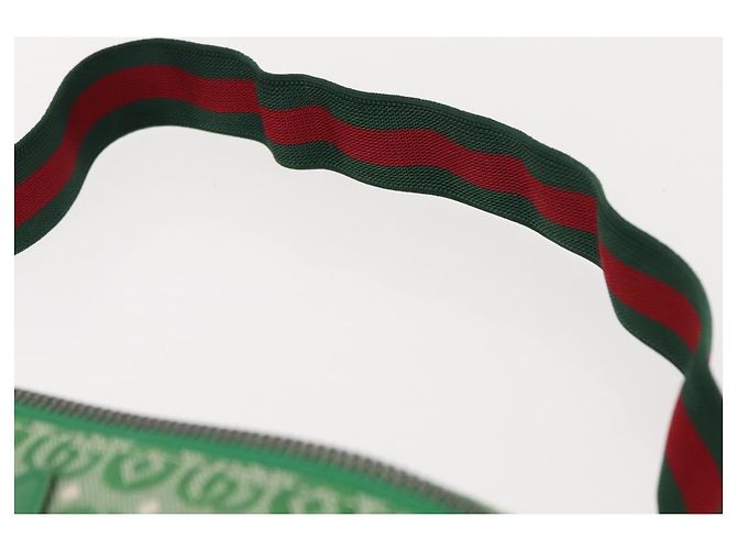 Borsa GUCCI a tracolla in tela e pelle verde argento 502095 Auth BA7469 - vista 8