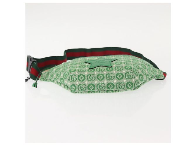 Borsa GUCCI a tracolla in tela e pelle verde argento 502095 Auth BA7469 - vista 9