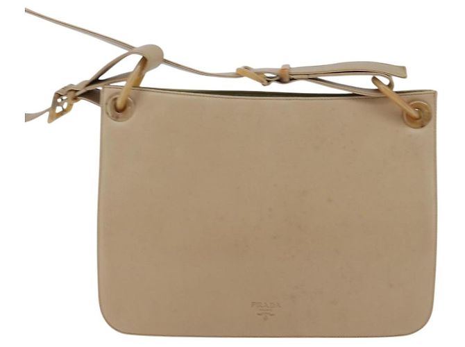 Prada Borsa a Spalla in Pelle Beige Auth bs30564 - vista 2