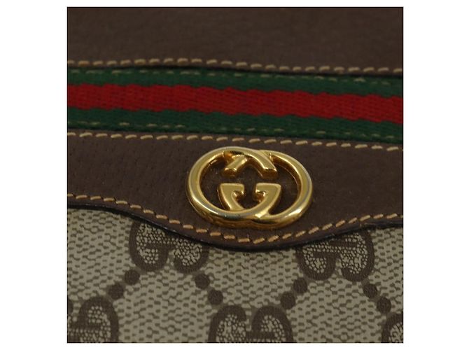 Bolsa Gucci GG Supreme Web Sherry Line PVC Bege Dourado 001 58 0918 Auth BA7459 - vista 14