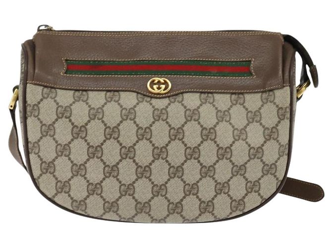 Bolsa Gucci GG Supreme Web Sherry Line PVC Bege Dourado 001 58 0918 Auth BA7459 - vista 2