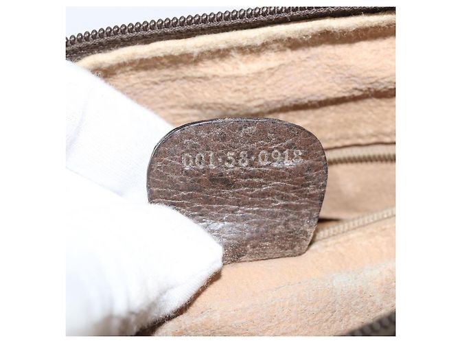 Bolsa Gucci GG Supreme Web Sherry Line PVC Bege Dourado 001 58 0918 Auth BA7459 - vista 20