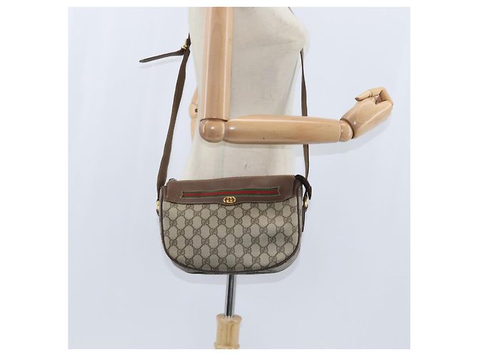 Bolsa Gucci GG Supreme Web Sherry Line PVC Bege Dourado 001 58 0918 Auth BA7459 - vista 21