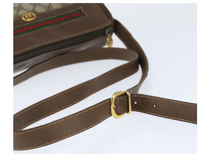 Bolsa Gucci GG Supreme Web Sherry Line PVC Bege Dourado 001 58 0918 Auth BA7459 - vista 7