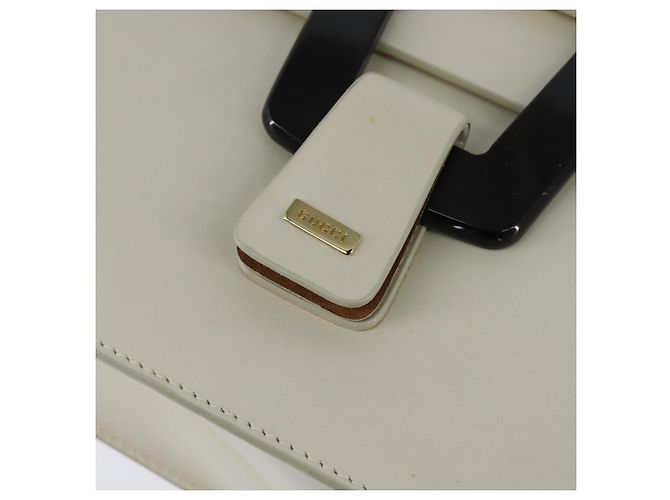GUCCI Schultertasche aus Leder in Weiß und Gold Auth BA7470 Golden - Ansicht 15