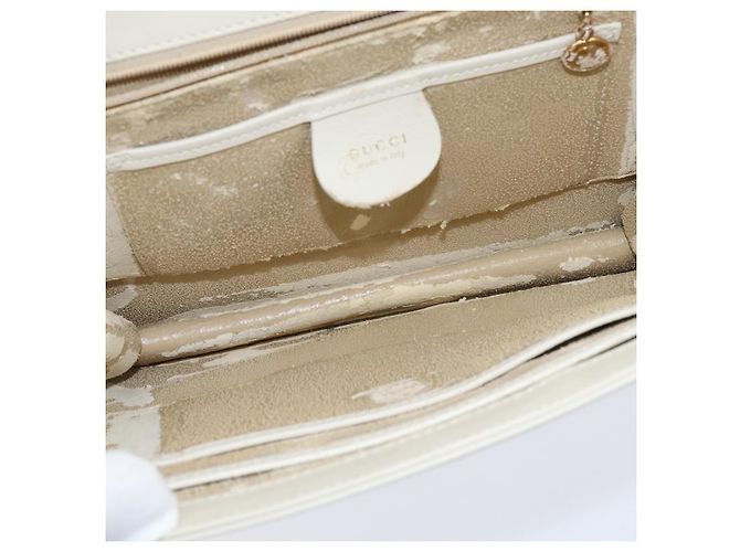 GUCCI Schultertasche aus Leder in Weiß und Gold Auth BA7470 Golden - Ansicht 19