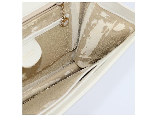 GUCCI Schultertasche aus Leder in Weiß und Gold Auth BA7470 Golden - Ansicht 20
