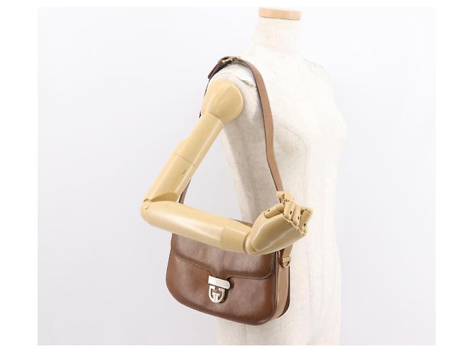 Gucci Borsa a Spalla in Pelle Marrone Oro Auth ep11690 D'oro - vista 23