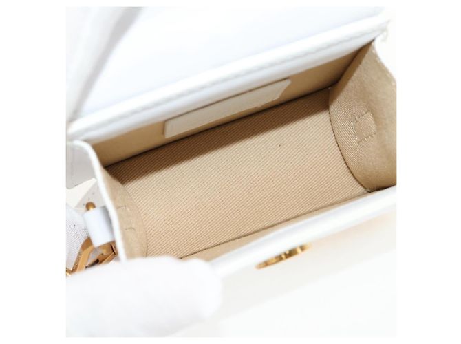 Mini borsa a mano JACQUEMUS in pelle 2 in 1 bianca oro Auth 128500M Bianco D'oro - vista 22
