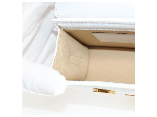 Mini borsa a mano JACQUEMUS in pelle 2 in 1 bianca oro Auth 128500M Bianco D'oro - vista 24