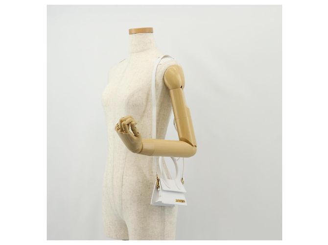 Mini borsa a mano JACQUEMUS in pelle 2 in 1 bianca oro Auth 128500M Bianco D'oro - vista 25
