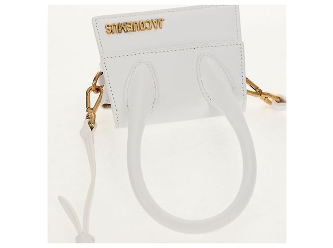 Mini borsa a mano JACQUEMUS in pelle 2 in 1 bianca oro Auth 128500M Bianco D'oro - vista 6