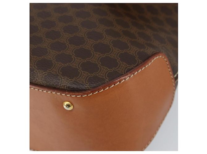 Céline Borsa a mano in tela Macadam CELINE in pelle PVC marrone oro Auth bs30308 D'oro - vista 10