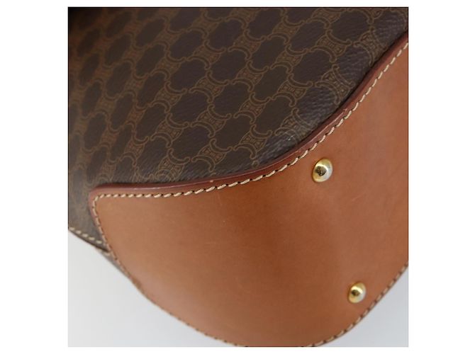 Céline Borsa a mano in tela Macadam CELINE in pelle PVC marrone oro Auth bs30308 D'oro - vista 11