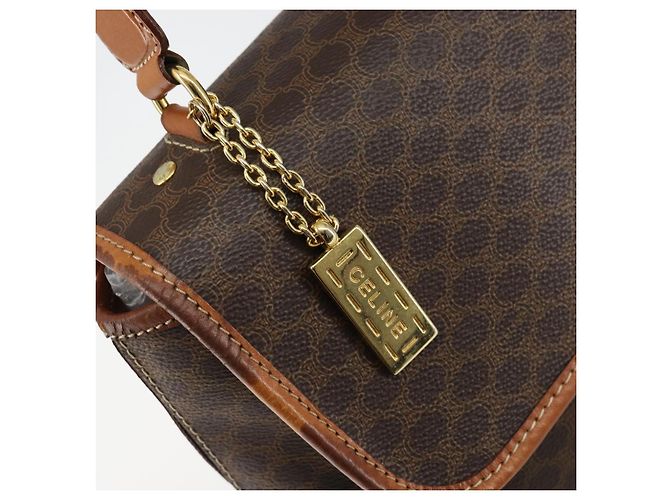 Céline Borsa a mano in tela Macadam CELINE in pelle PVC marrone oro Auth bs30308 D'oro - vista 14