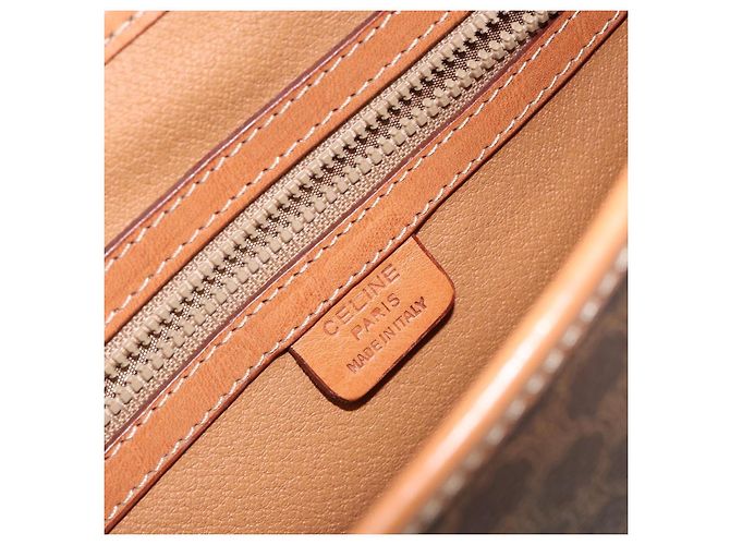 Céline Borsa a mano in tela Macadam CELINE in pelle PVC marrone oro Auth bs30308 D'oro - vista 16