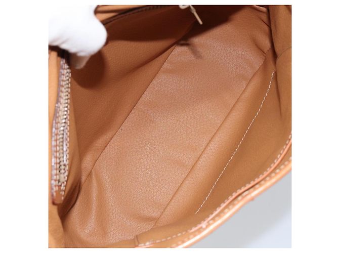 Céline Borsa a mano in tela Macadam CELINE in pelle PVC marrone oro Auth bs30308 D'oro - vista 17