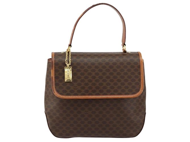 Céline Borsa a mano in tela Macadam CELINE in pelle PVC marrone oro Auth bs30308 D'oro - vista 2