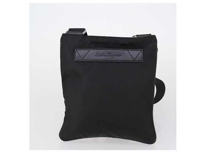 Bolsa de Ombro Salvatore Ferragamo PVC Nylon 2 Conjunto Bege Preto Auth 121346 - vista 2