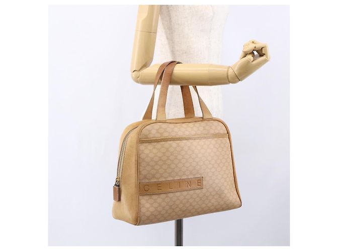 Céline Borsa a mano in tela Macadam CELINE in pelle PVC beige e oro Auth hk3172 D'oro - vista 24