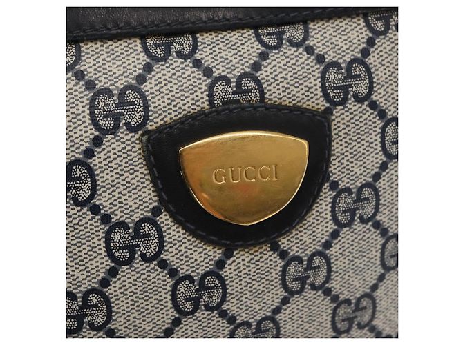 Gucci Borsa a spalla GG Supreme in PVC pelle blu navy oro Auth 152361 D'oro - vista 17