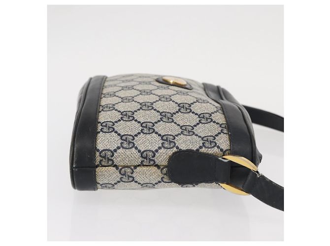 Gucci Borsa a spalla GG Supreme in PVC pelle blu navy oro Auth 152361 D'oro - vista 3