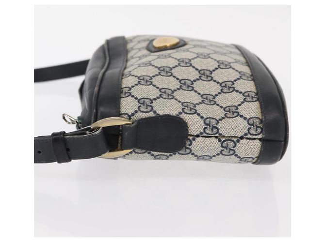 Gucci Borsa a spalla GG Supreme in PVC pelle blu navy oro Auth 152361 D'oro - vista 4