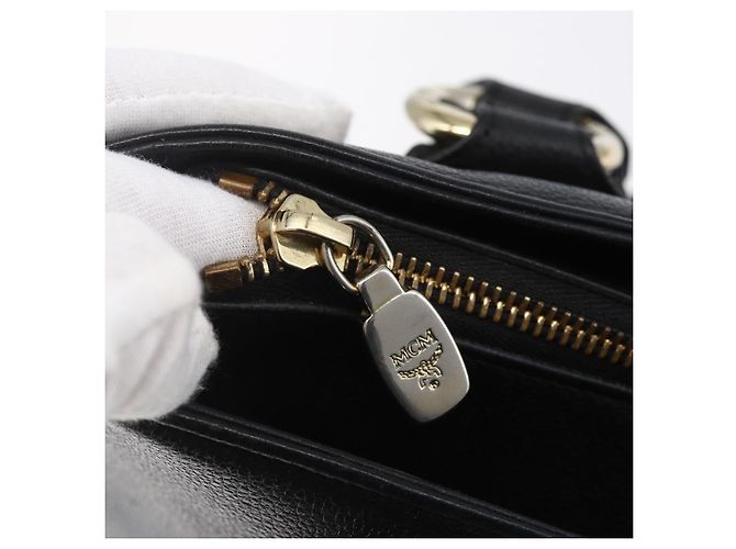 Borsa MCM in pelle nera e oro Auth 152933 Nero D'oro - vista 10