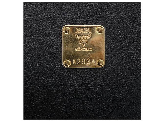 Borsa MCM in pelle nera e oro Auth 152933 Nero D'oro - vista 12