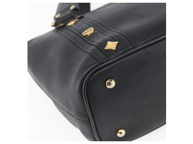 Borsa MCM in pelle nera e oro Auth 152933 Nero D'oro - vista 14