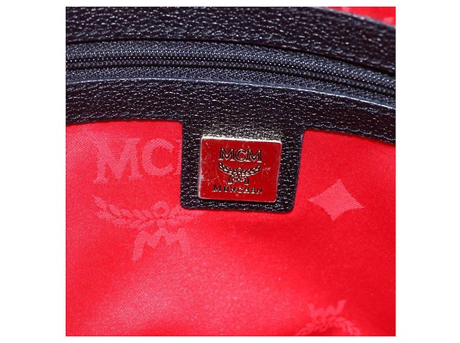 Borsa MCM in pelle nera e oro Auth 152933 Nero D'oro - vista 17