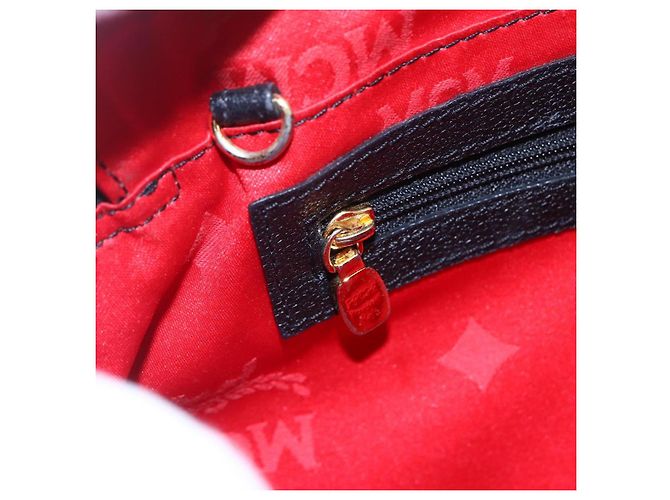 Borsa MCM in pelle nera e oro Auth 152933 Nero D'oro - vista 18