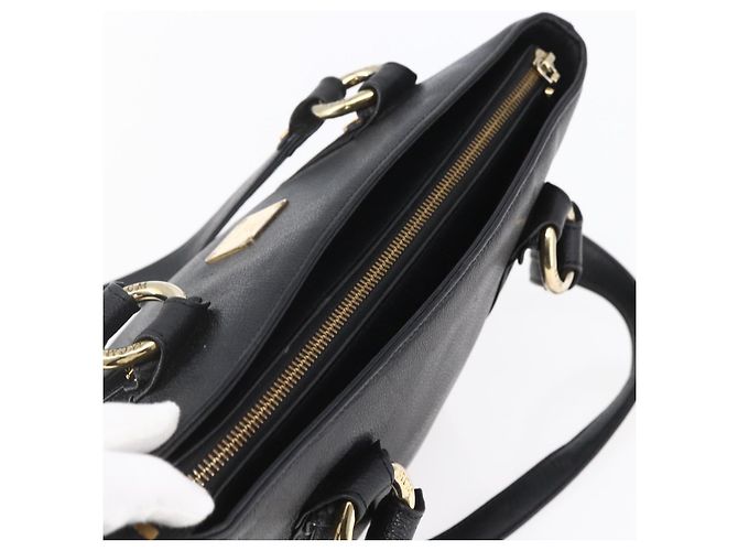 Borsa MCM in pelle nera e oro Auth 152933 Nero D'oro - vista 6