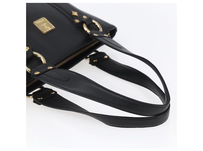 Borsa MCM in pelle nera e oro Auth 152933 Nero D'oro - vista 7