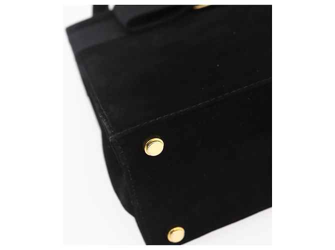 Borsa a Mano Vala in Camoscio Salvatore Ferragamo 2 in 1 Nero Oro Auth 147079 D'oro - vista 16