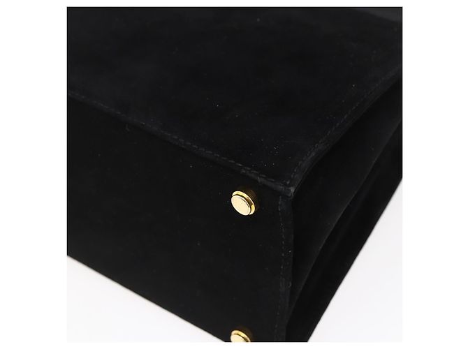 Borsa a Mano Vala in Camoscio Salvatore Ferragamo 2 in 1 Nero Oro Auth 147079 D'oro - vista 17